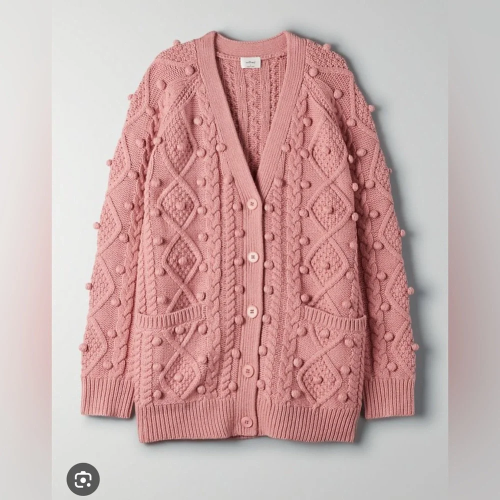 Aritzia Wilfred Alps Cardigan in Rose Blush, merino blend, size small oversized - Picture 1 of 14